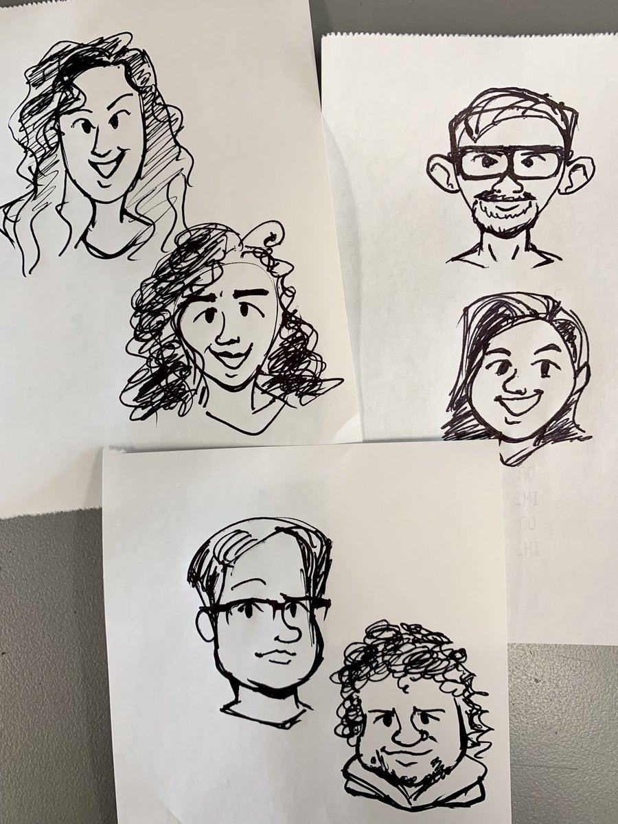 Doodled all the fine folk I see at work every day.
@MelonieMac @JessBrohard @HuggetOut @PodsofWar @wadelikespie @okaydrian 