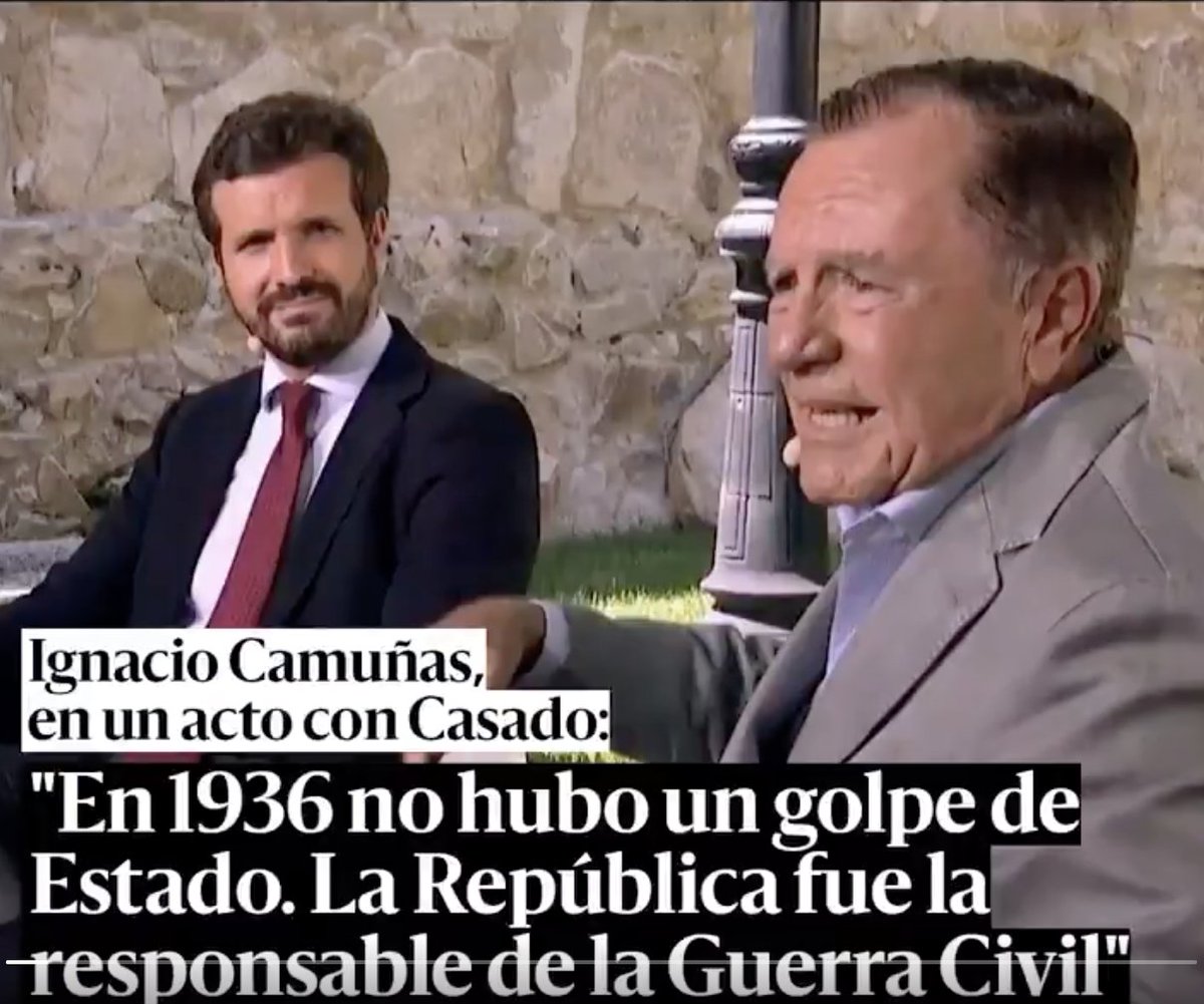 JoaquimBoschGra's tweet image. El líder de la oposición sonríe mientras el exministro I. Camuñas dice que en 1936 no hubo un golpe de estado y que solo querían salvar a España. Las decenas de miles de asesinados que siguen en fosas comunes son el más claro ejemplo de las acciones de salvación de una dictadura.