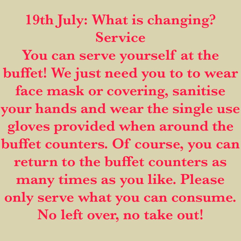 MeisBuffet's tweet image. Update for COVID 19 secure policy from 19 th July: