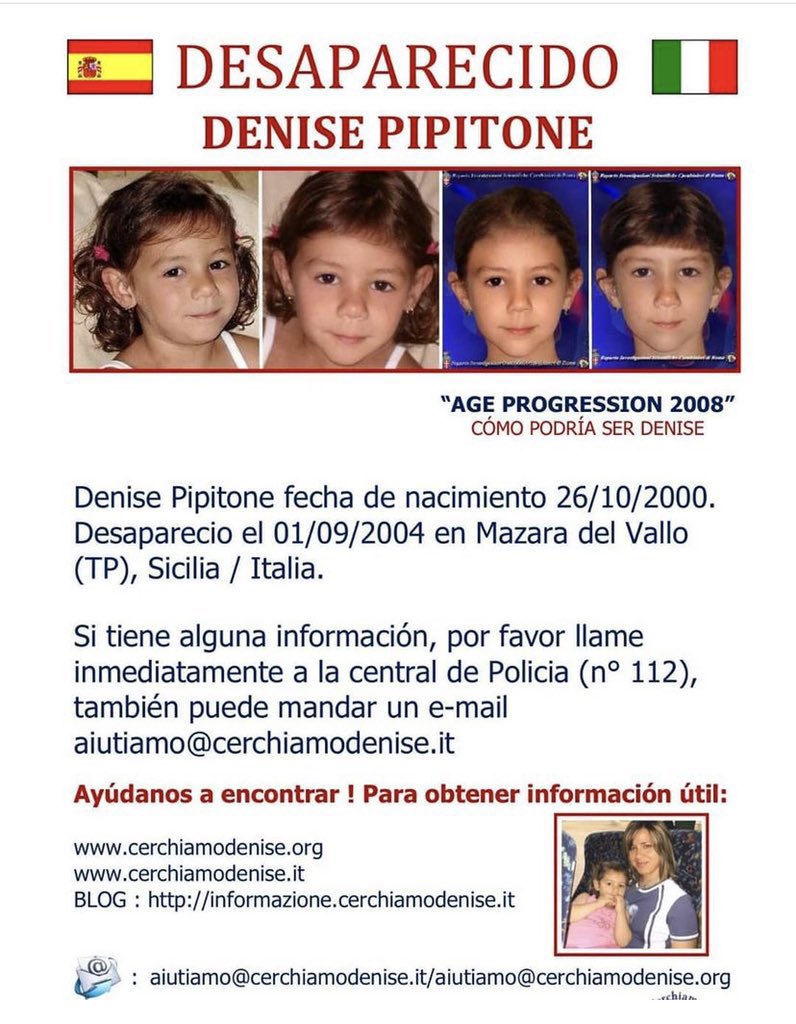 elena_music7's tweet image. ‼️PLEASE DON’T IGNORE‼️ We are looking for #DenisePipitone a little girl who was kidnapped when she was 4yo in Mazara del Vallo, Sicily (Italy). Now she’s 21, have you ever seen her? Could you please help us spread these photos?🙏🏻#Germany #France #Switzerland