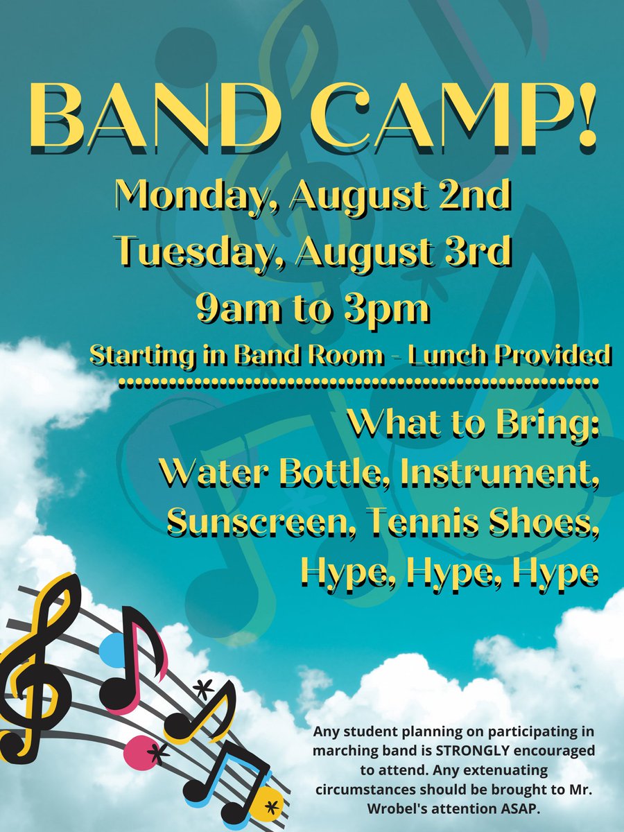 sedgwickbands's tweet photo. Get Exited! Free lunch, marching show announcement, and a water balloon fight at the end. Let's make some music!!! https://t.co/yyPm7LwgUA