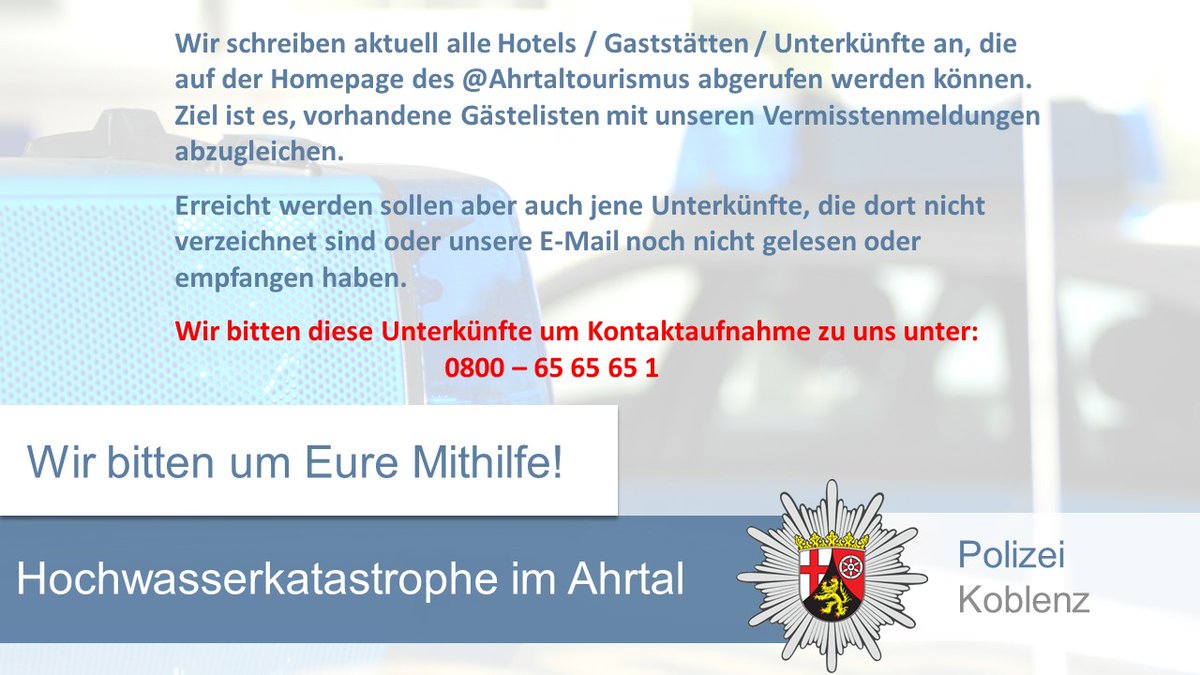 ❗️❗️❗️ Bitte an alle Hotels / Gaststätten / Unterkünfte im @Ahrtal ❗️❗️❗️

#Ahr #Ahrweiler #Hochwasser #Hochwasserkatastrophe #UnwetterlageRLP <a href="/Ahrtaltourismus/">Ahrtal-Tourismus</a>