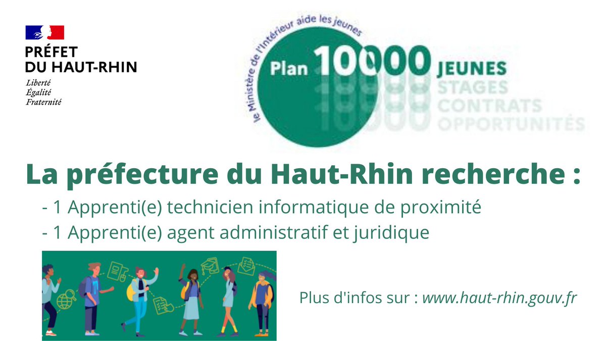 Prefet68's tweet photo. #plan10000jeunes
Le plan 10 000 jeunes s'engage à offrir plus de 10 000 stages, contrats d'apprentissage et autres aux collégiens, lycéens, apprentis et étudiants jusqu'à 26 ans pour l'année scolaire 2021-2022.
Les offres dans le #HautRhin 👉 https://t.co/6p7oL3EgMe https://t.co/70PK33XRZR