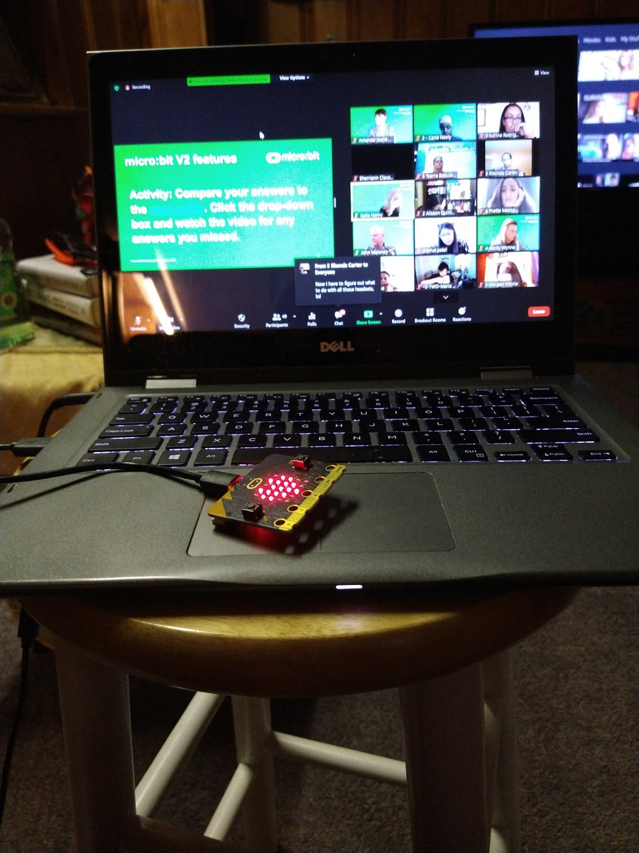 I'm teaching and learning. I want to save my battery so Miss micro:bit is attached to my laptop hanging out! @microbit_edu @KatieHenryDays #MicrobitChampion #InfyPathfinders #microbit @InfyFoundation