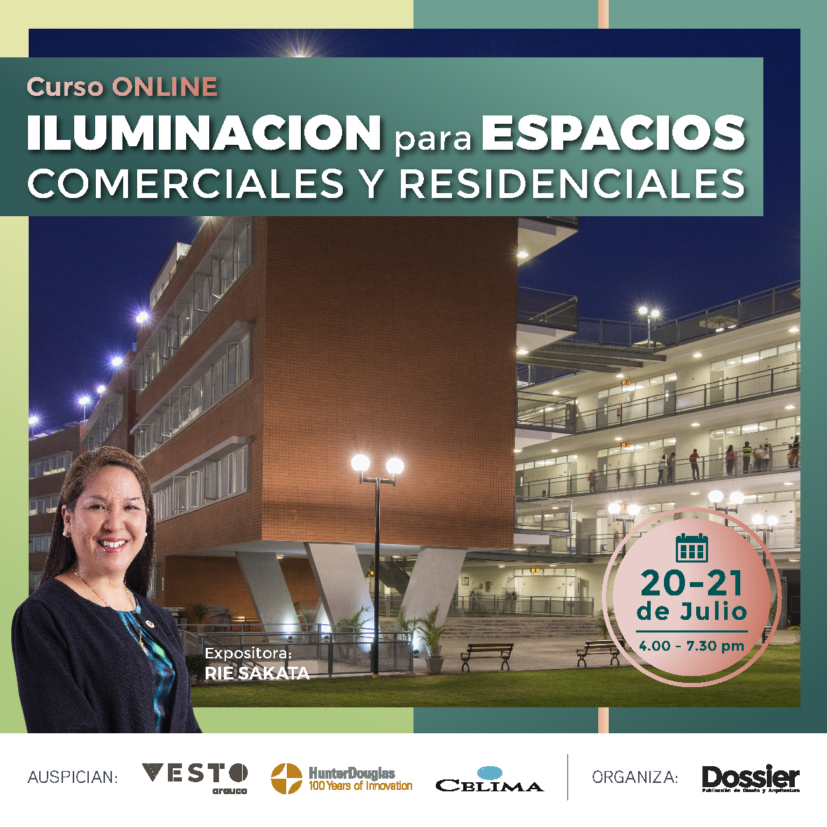 expodeco's tweet image. ¡Mañana empieza!
Curso online: Iluminación para Espacios Comerciales y Residenciales
Dirigido por: Rie Sakata
✅Días: 20 y 21 de Julio
✅Hora: 04:00 - 7:30 pm
📞Whatsapp► (51-1) 981324180
📱wa.link/85x2sr
📧 Correo: info@dossierdearquitectura.com