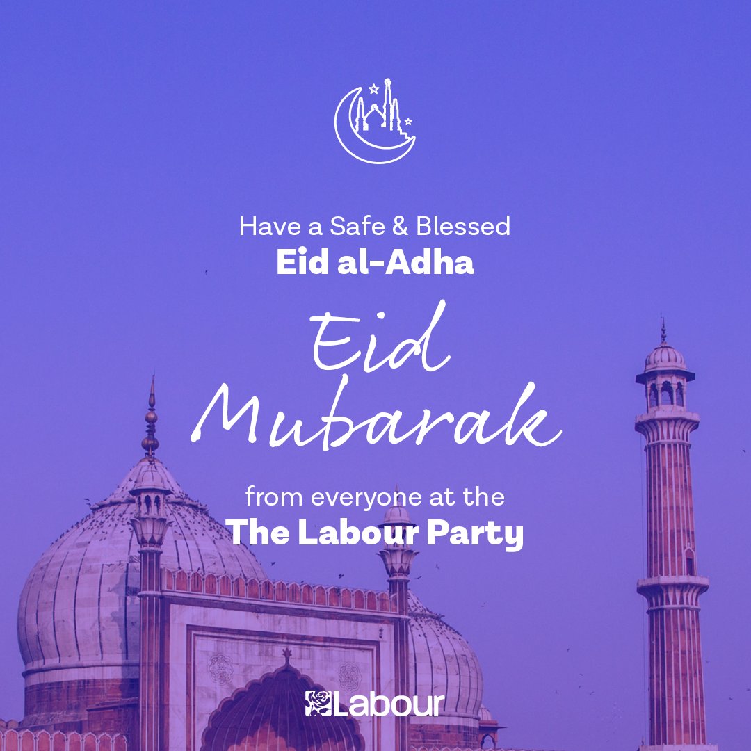 UKLabour's tweet image. From everyone at the Labour Party, we’re wishing all Muslims in the UK a very happy and healthy Eid-Al-Adha. 

Eid Mubarak to Muslims in Britain and around the world.