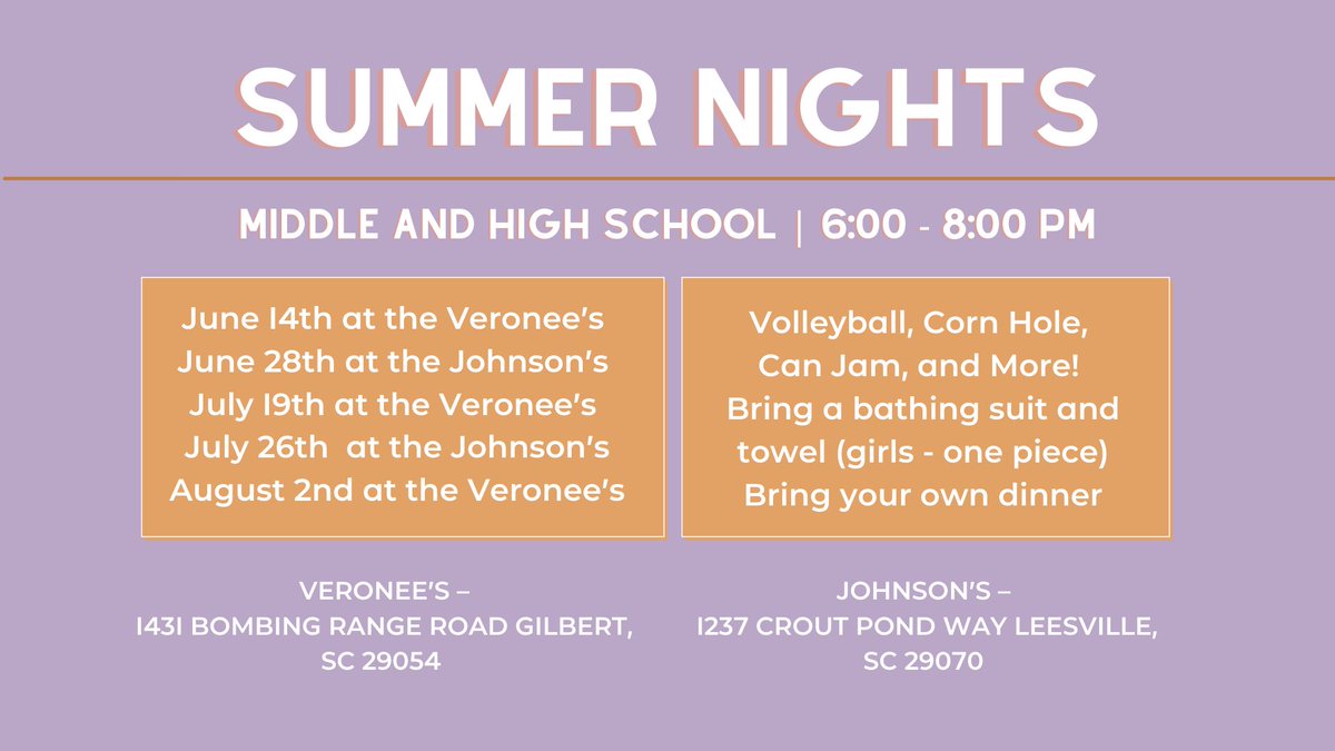 LMBCstudents's tweet photo. SUMMER NIGHTS! Join us TONIGHT at 6pm for Summer Nights at the Veronee's! https://t.co/w864UiOyEl