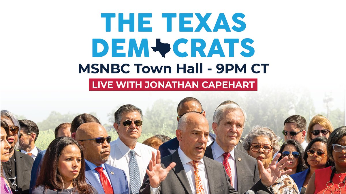 📺TONIGHT at 9 PM CT on @MSNBC - Join @TexasHDC members with @CapehartJ as we discuss our ongoing fight to protect our democracy and freedom to vote. #Txlege https://t.co/NfpMagW31y