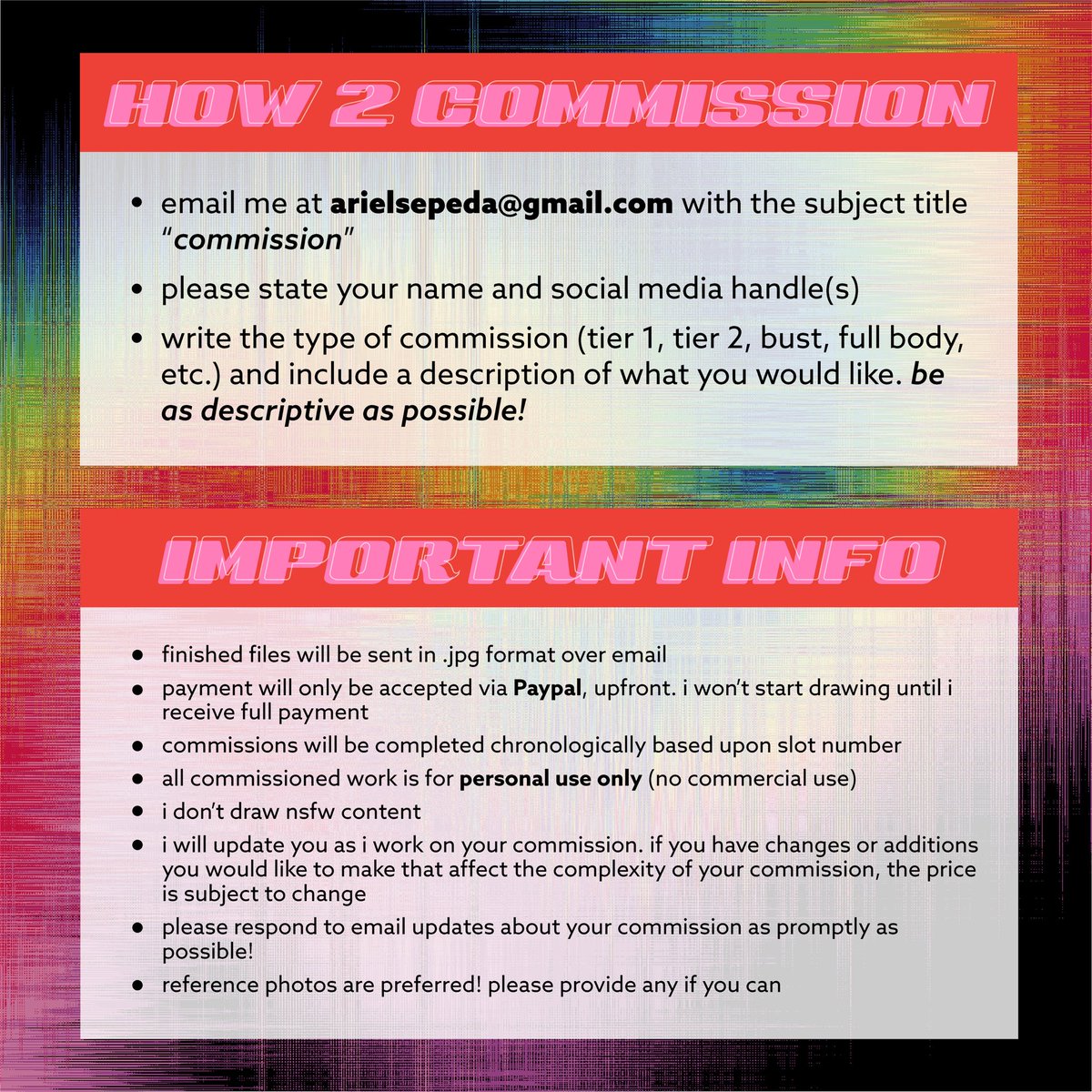 there’s free worldwide shipping on orders $5 and up now through sunday on my storenvy AND i’m opening a few commission slots!! i’m having surgery next month and i’m trying to save up as much as i can before then, so any support is greatly appreciated! details below~ 💕