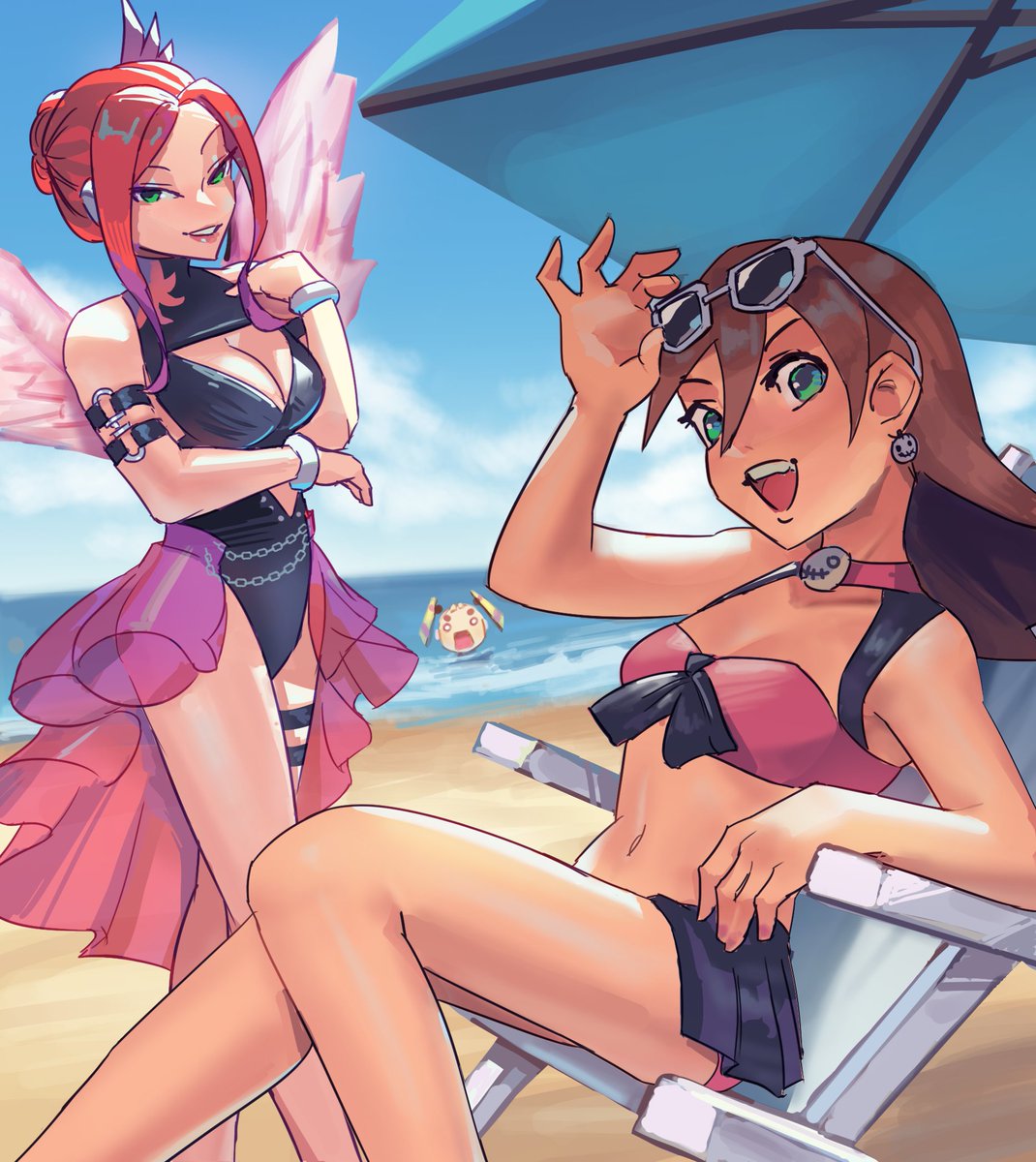 nycnouu's tweet photo. Swimsuit Tron &amp; Swimsuit Ferham 🏖️
#megaman #MegaManXDiVE #ロックマン #ロックマンXDiVE #fanart https://t.co/qxKoM2TiCP