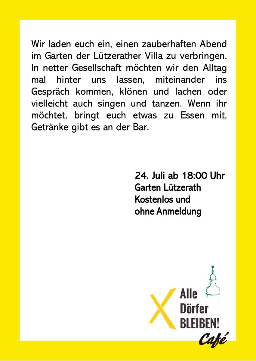 Freund*innen von <a href="/AlleDoerfer/">Alle Dörfer Bleiben</a> veranstalten die Sommernacht in #Lützerath - wunderschöne Gelegenheit, den bedrohten Ort kennenzulernen.❤️

Kleine Erinnerung: Wir suchen noch Spenden für den Kauf eines Teils des Keyenberger Wald.
Info: betterplace.me/garzweiler-auf…
#AlleDoerferBleiben