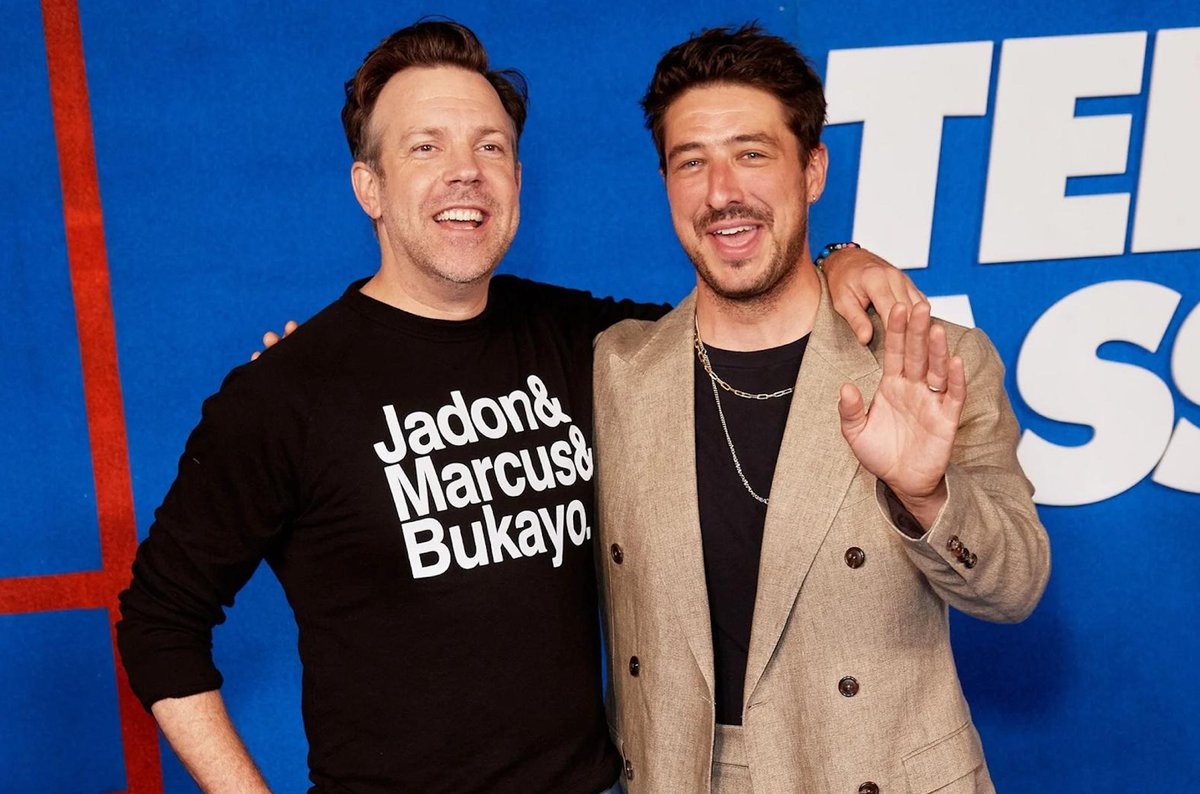 MumfordAndSons's tweet photo. A long and bromantic ride for Marcus and our friend Jason, a few years back. Congrats on the Emmy nominations to the lads from the lads! #TedLasso https://t.co/RTSyexnwUH