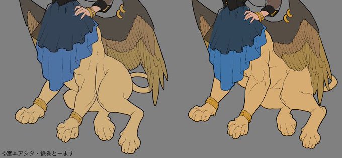 スフィンクスの獅子の下半身に違和感を感じていたので修正した
#ナイトフラワーズ 