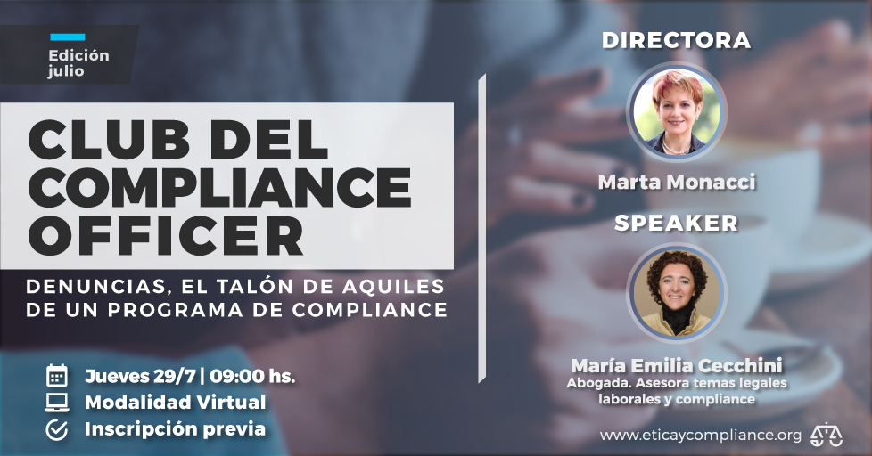AAECOMPLIANCE's tweet photo. ⚠️ ¡Atención Graduados #CEC de #AAEC!
¡Ya abrió la inscripción para el Club del Compliance Officer edición julio! A cargo de @MMonacci.
#Denuncias, el talón de Aquiles de un #ProgramaDeCompliance. https://t.co/Z600YL4t1Z
