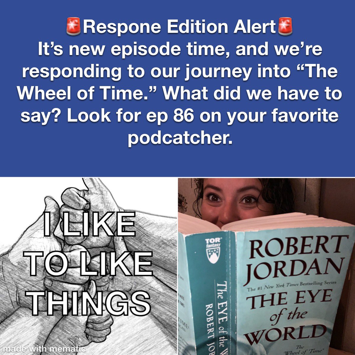 Thank you <a href="/WheelWeavesPod/">The Wheel Weaves Podcast</a> We’re forever in your debt. 

Apple: podcasts.apple.com/us/podcast/i-l…

Podbean: iliketolikethings.podbean.com/e/response-edi…

Stitcher: stitcher.com/show/i-like-to…

Spotify: open.spotify.com/episode/6lwF3v… #TwitterOfTime #WoT