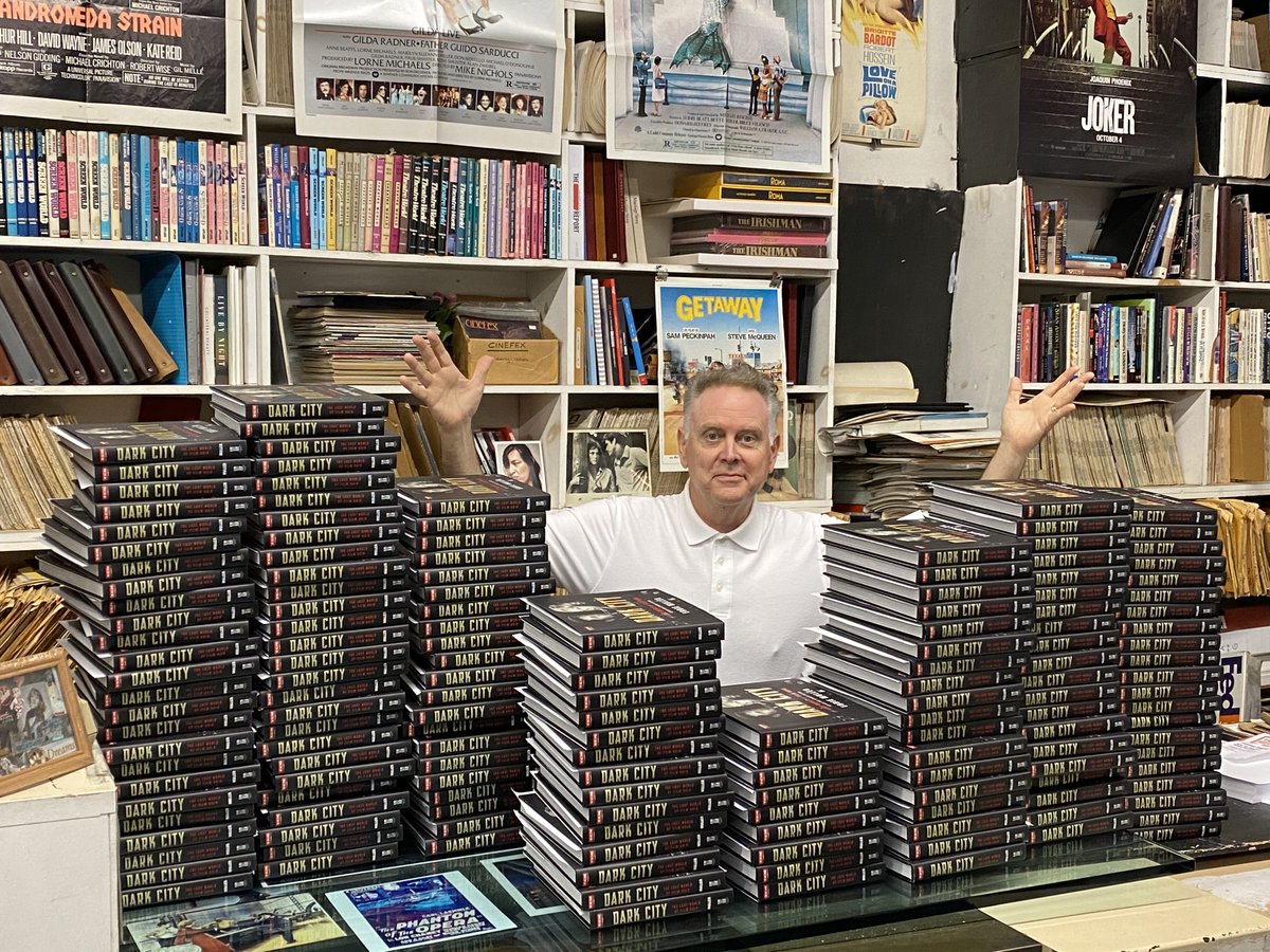 DARK CITY 'DROPS' TOMORROW. If you got it through Larry Edmunds in Hollywood, here's me signing pre-ordered copies. This is only a third of the orders placed! Thanks, Noiristas! Order here, although I'm not sure when I'll be back in-store again to sign: larryedmunds.com/.../dark-city-…...