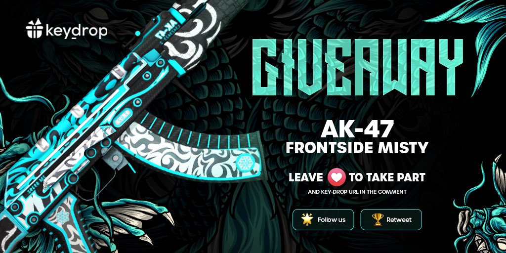 keydropcom's tweet photo. Giveaway on AK-47 | Frontside Misty 🎁

👊 Just leave ❤️ under the post!
🌟 Follow us!
🏆 Retweet!
 
⏰ Wait 24 hours!

#freeskins #csgoskinsgiveaway #csgoskinsfree #giveaway #airdrop #csgocases #csgocase #csgocommunity #csgoesport #skins #csgoskins #keydrop #csgo https://t.co/fptXrJs3V2