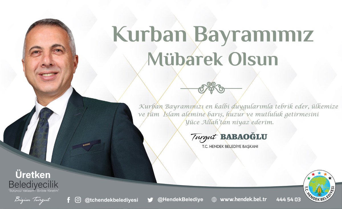 Aziz Milletimizin ve Türk-İslam âleminin Mübarek #Kurban Bayramı’nı kutluyor, kurban ibadetimizin kabulünü Cenab-ı Allah’tan niyaz ediyorum. Dargınlıkları ve kırgınlıkları bir kenara bırakıp,  Bayram sevincimizi doya doya yaşayalım. Huzurlu, sağlıklı ve mutlu bayramlar.

#Bayram