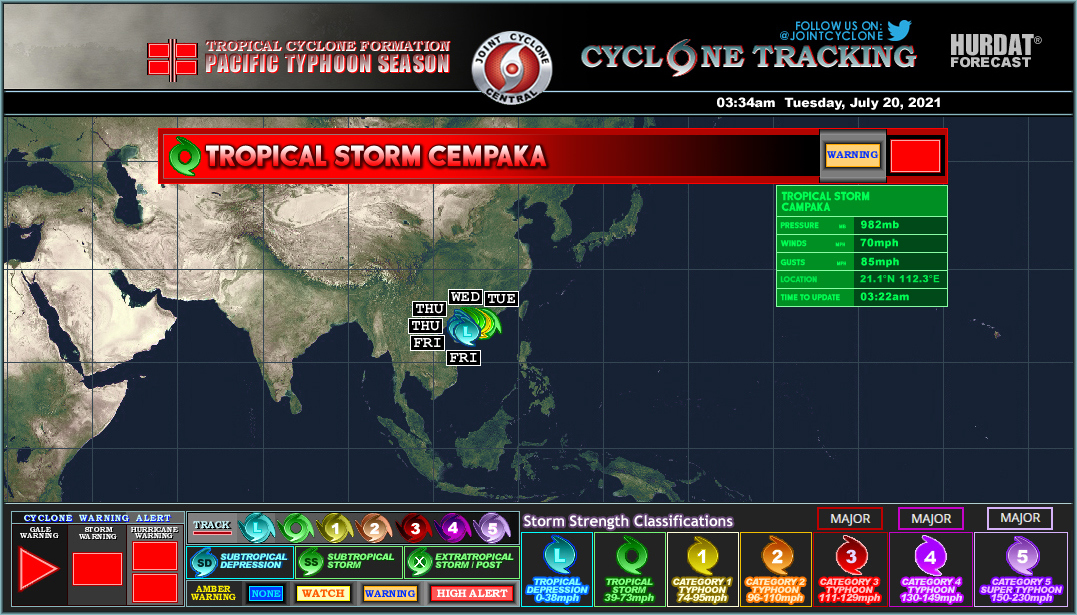 JointCyclone's tweet photo. #TropicalStormCampaka Advisory 1
Max Winds: 70mph
TCIS: TS
MSLP: 982mb
#Campaka is likely to intensity into a #typhoon before making landfall near the coast of Dacun, #Guangdong, of the Southeastern China soon... https://t.co/4iCrLqePHH
