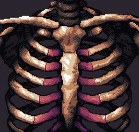 「Thinking about chests

#pixelart #ドット絵 」|9VOLTWISEMANのイラスト