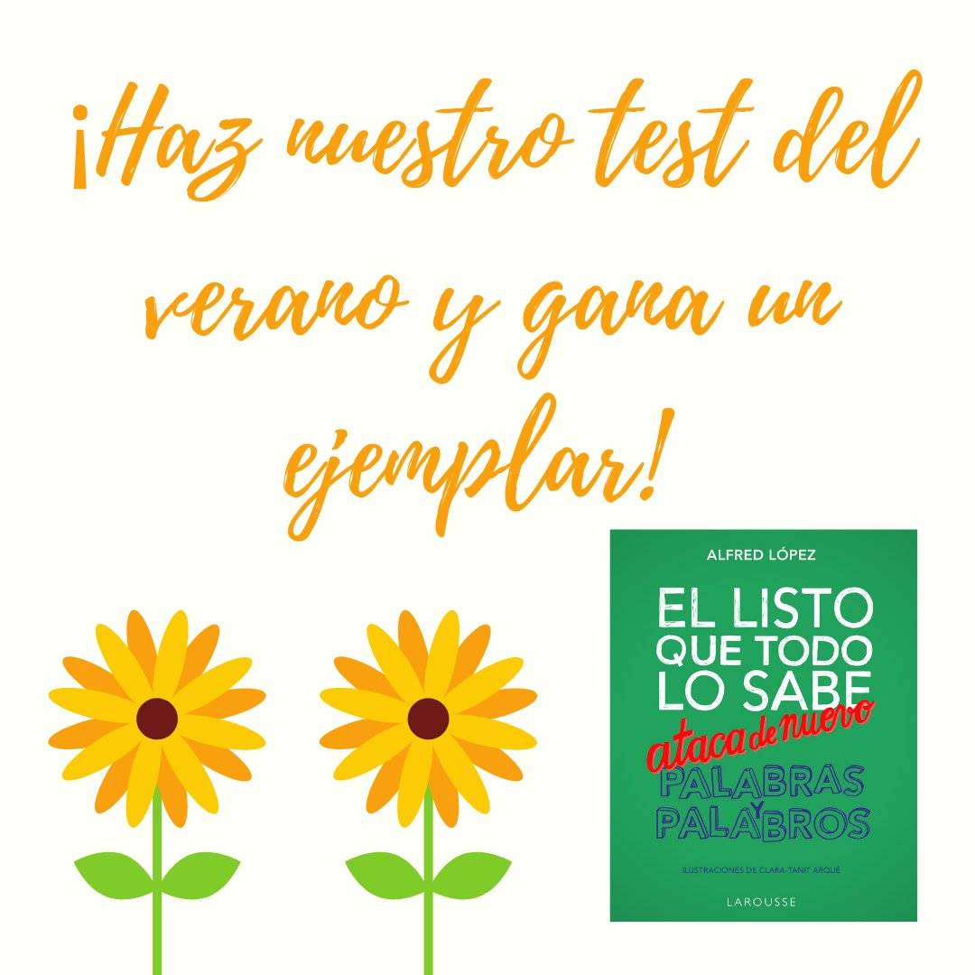 ¿Sabes más que El listo que todo lo sabe? 
¡Haz nuestro test de esta semana y ponte a prueba! Sorteamos un ejemplar de su último libro
👉a.cstmapp.com/p/915634
Participa hasta el domingo 25, el lunes 26 haremos el sorteo. #TestLarousse #PalabrasyPalabros <a href="/yelqtls/">Alfred López ⭐ Ya está el listo que todo lo sabe™</a>