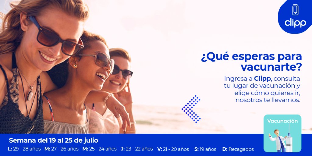 💉¡Es tu turno de vacunarte! Ingresa a #Clipp, consulta tu lugar de vacunación y elige cómo quieres ir. ¡Nosotros te llevamos! #VolveremosAAbrazarnos💙
Consulta aquí ➡️ a.clipp.eco/Vacunacion

<a href="/bmvalarezo/">Bruno Valarezo ✌️</a>