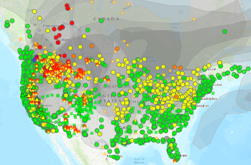 ethanguillen's tweet photo. Is unbreathable air in most of the US enough to convince folks that #climatechange demands immediate, drastic action? It's only mid-July. https://t.co/a27KYPjmPI