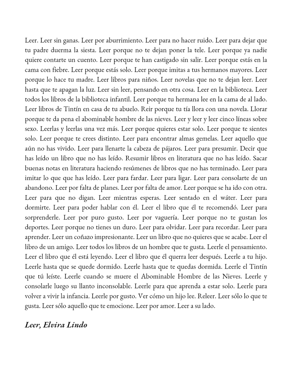 Galatea Llibres (@galateallibres) on Twitter photo Leer 📖💛
@ElviraLindo Leer 📖💛
@ElviraLindo