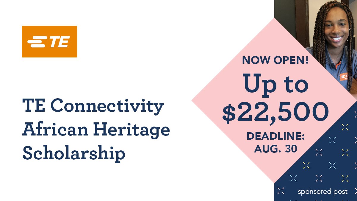 The <a href="/TEConnectivity/">TE Connectivity</a> African Heritage Scholarship Program is now officially open for applications! It offers paid summer #internships and #scholarships up to $22,500 for college sophomores in #STEM. Learn more and apply here 👉 hubs.ly/H0SmGJS0! #BlackSTEMLikeMe #LifeatTE
