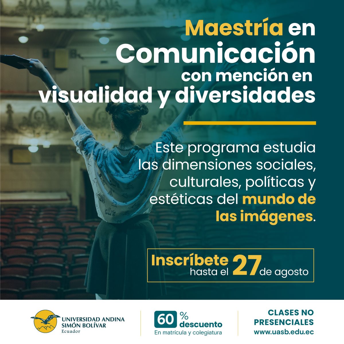 Christian_LeonM's tweet photo. 📌#𝗣𝗼𝔀𝗴𝗿𝗮𝗱𝗼𝔀𝗨𝗔𝗦𝗕2021🎓
La pandemia mostró que las imágenes son comunicación, educación, política, cultura. Te invitamos a entender el #GiroVisual a través de nuestra Maestría.
Más info 👇
https://t.co/2H8V5xr9Az
Inscripción👇
https://t.co/B7BWJjmkE6 https://t.co/TmzrVikPE6