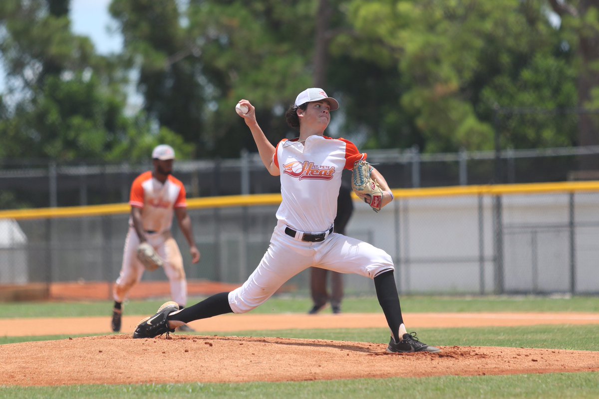 Nice effort for <a href="/StPeteHeatBB/">St. Pete Heat Baseball</a> SP <a href="/Tysonhardin02/">Tyson hardin</a> - 5ip, 0R, 4 BB, 4 K. 

End5 - Heat lead Saints 8-0