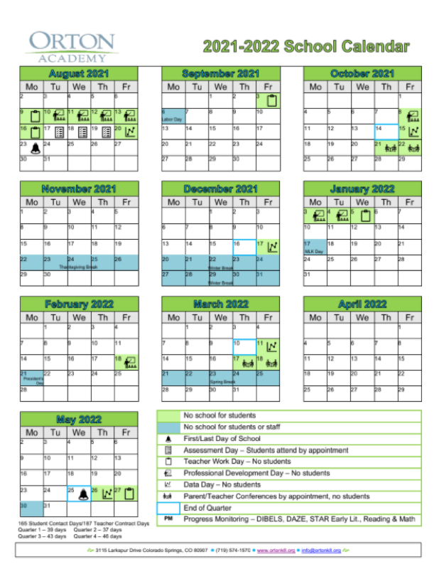 Orton Academy on Twitter: "2021-2022 School Calendar Link to calendar:  https://t.co/TZh9eoF49i #DyslexicAdvantage #Dyslexia #DyslexicLearning # ColoradoSprings #OrtonAcademy #ColoradoSchools https://t.co/1nUN3Oqkox" /  Twitter