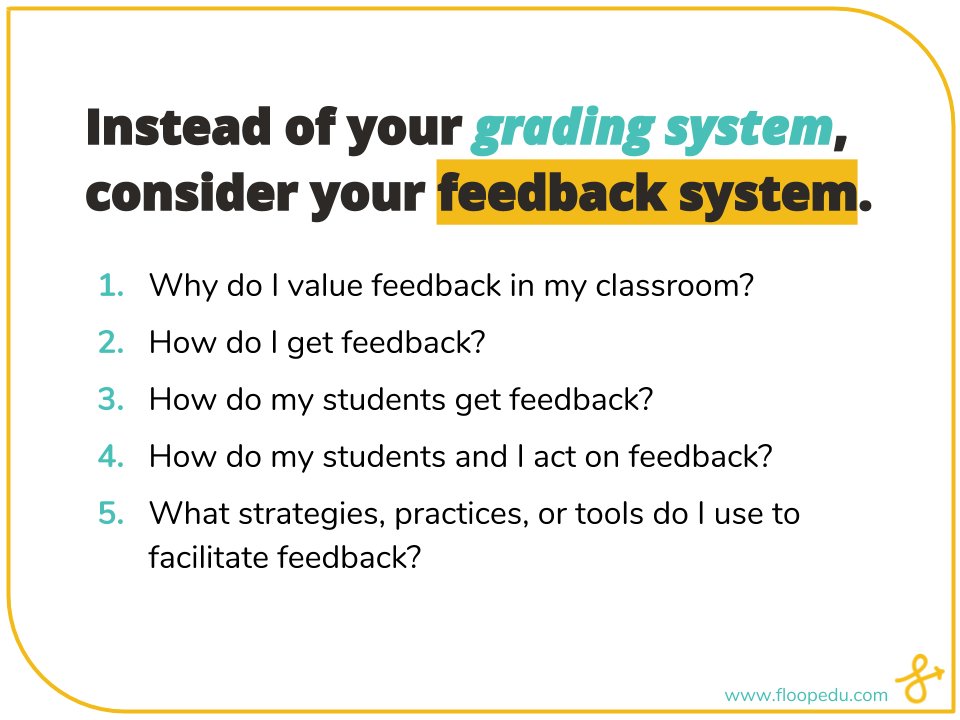 FloopEdu's tweet image. How important are grades for learning? Instead of your grading system, consider your feedback system!  #feedback #feedbacksystem #studentgrowth #studentagency