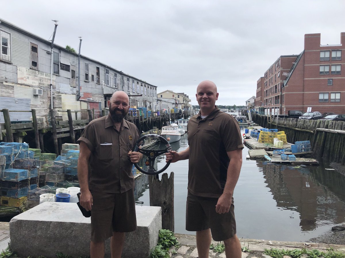 Portland, ME safety wheel challenge in Portland’s iconic waterfront!  #upssafetydriven #upssafetywheel ⁦<a href="/amy_madeira/">Amy Madeira</a>⁩ ⁦<a href="/ron_mayorga1/">Ron Mayorga</a>⁩ ⁦<a href="/jenkowalik_/">Jennifer Kowalik</a>⁩ ⁦<a href="/Erickalyons/">Ericka Lyons Golia</a>⁩ ⁦<a href="/UPSers/">UPSers</a>⁩  ORS Greg Kimball with Driver Anthony Ragucci! 😃