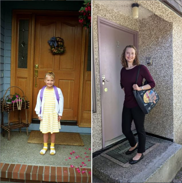 First day of internship! Pictured: First first day and last first day of school (hopefully,🤞).