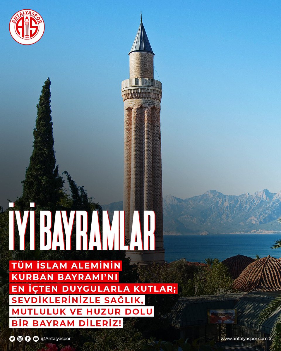 🇹🇷 Tüm İslam aleminin Kurban Bayramı’nı en içten duygularla kutlar; sevdiklerinizle sağlık, mutluluk ve huzur dolu bir bayram dileriz!

#FraportTAVAntalyaspor