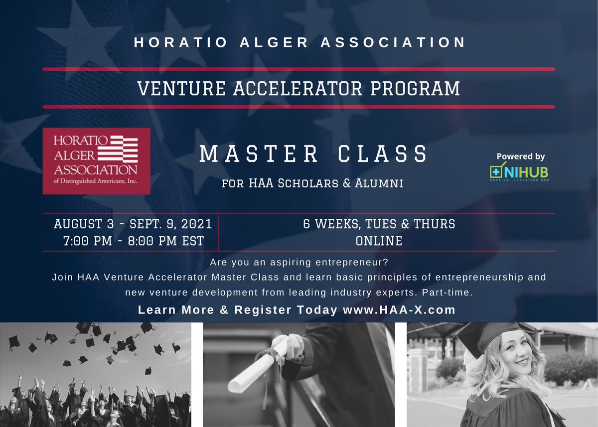 #NIHUB and <a href="/HoratioAlgerUS/">Horatio Alger Assoc.</a> partner to launch HAA-X, accelerator providing HAA #scholars and #alumni an opportunity to learn basic principles of entrepreneurship, #business operations, and new #venture development.

haa-x.com 

Program begins August 3rd! 🚀