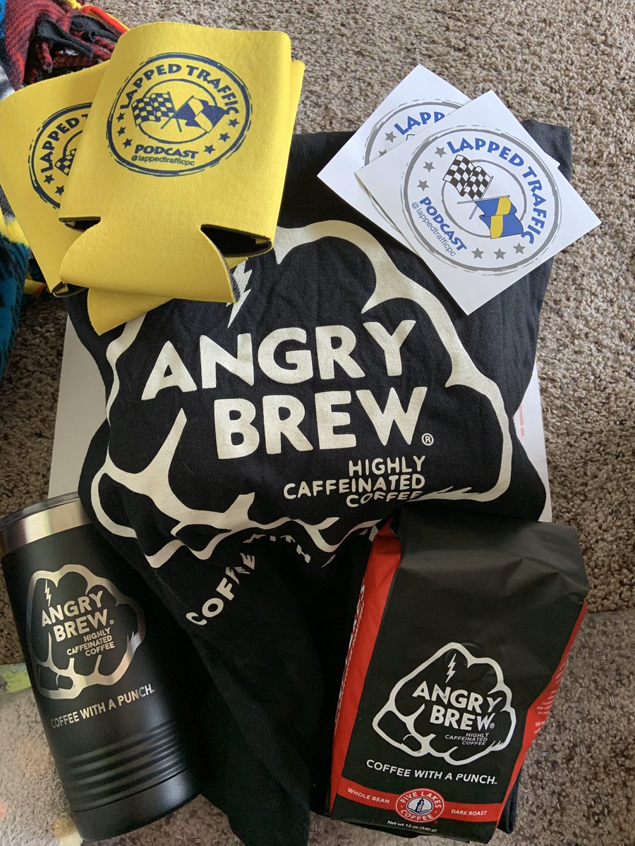 race2hunt's tweet photo. @lappedtrafficpc @AngryBrew Look at this great prize package that arrived today. Hubby is excited to try this coffee!!!  Thanks for this wonderful prize! https://t.co/7VCSWbVPzG