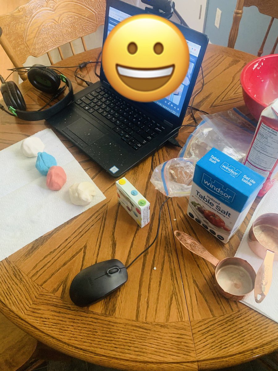 Today in #CampFrancoFun, we followed a simple recipe and made « la pâte à modeler ». We then used the dough to play Pictionary and described our creations. What a fun way to reinforce vocabulary for shapes, colour, and texture. So fun! 💕 <a href="/LKelempro/">LKDSB Elem Program</a>