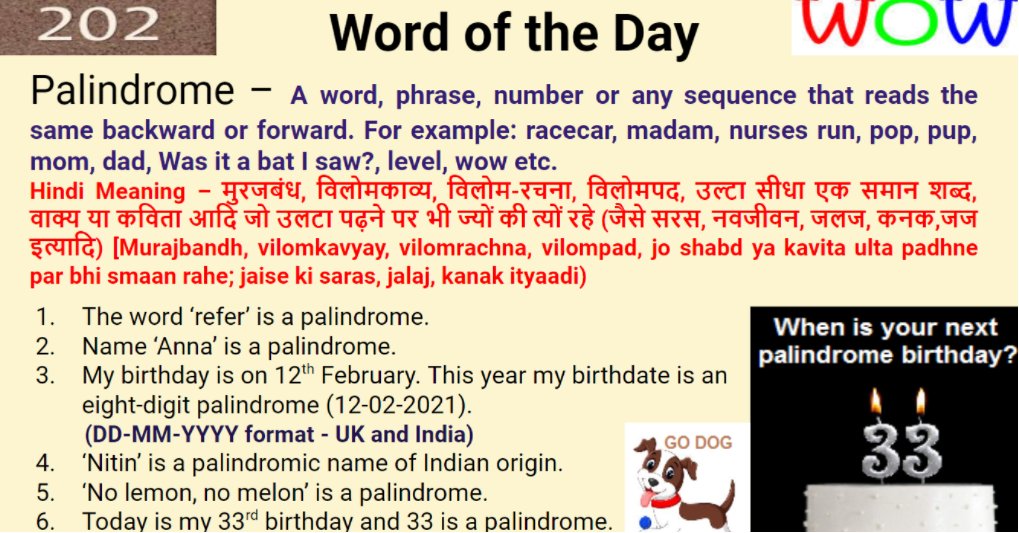 BGoldsach's tweet photo. #english #vocabularies #newword #palindrome #Palindromic #socialmedia #fb #instagram #facebook #twitter #parent #parents #learnenglish #wordoftheday #words #word #vocabularywords #englishwords #vocabularybuilder #vocabulary #education #learningenglish #vocabularypower https://t.co/PvgVYzmpa7
