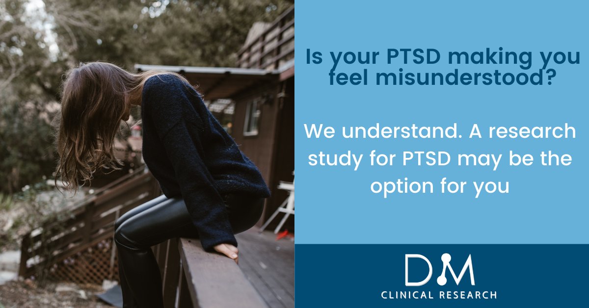 PTSD can make you feel misunderstood and alone. Our research study may be able to help! Call 281-517-0550 ext.62 or visit dmclinical.com.

#ptsdawereness #youarenotalone #misunderstood #ptsdisreal #ptsdsymptoms #ptsdsupport #ptsdresearch #trauma #ptsdrelief #letushelp