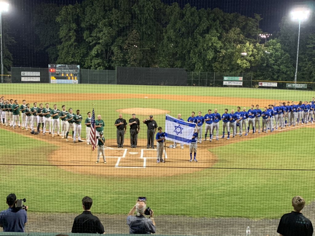 mitchmalkus's tweet photo. Great night with the Israeli national baseball team at Bethesda Big Train Baseball. @CESJDSCONNECT ShirMadness sang the anthems before the game. #jdslionspride #dynamicdayschools @PrizmahCJDS https://t.co/VO0YtcshoV