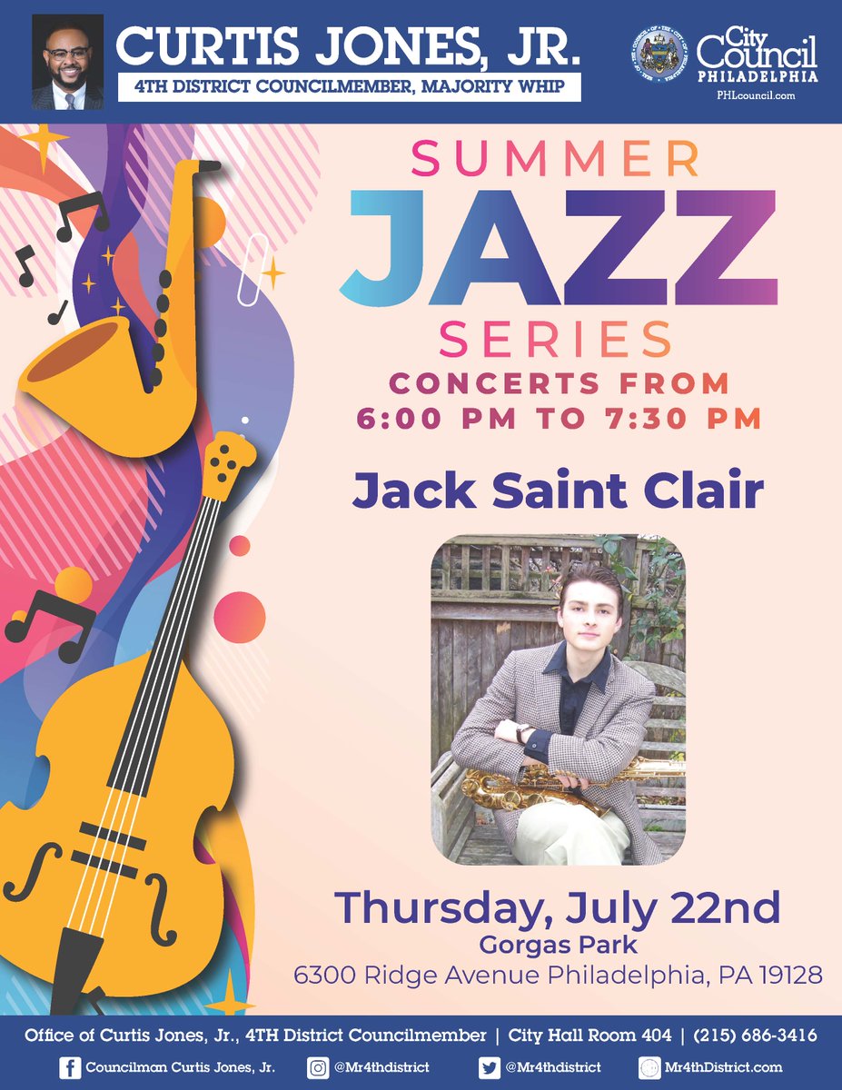 WICA_19128's tweet photo. This Thursday in @GorgasPark! A great night of jazz starting at 6pm. 🎶🎵 https://t.co/Rm7qwZ1v6n