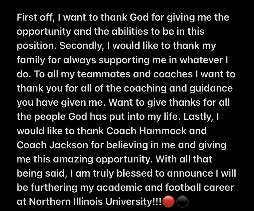 Committed⚫️🔴 #HU2KIE2UNLEASHED #GoHuskies <a href="/tonysorrentino1/">Tony Sorrentino</a> <a href="/CoachDtjackson/">Dan Jackson</a> <a href="/NIUCoachHammock/">Thomas Hammock</a> <a href="/HuskieFB/">Naperville North FB</a> <a href="/EDGYTIM/">Timothy “EDGYTIM” OHalloran</a> <a href="/Coach_Arthurs90/">Chris Arthurs</a> @Lemmingscouting @Clint_Cosgrove