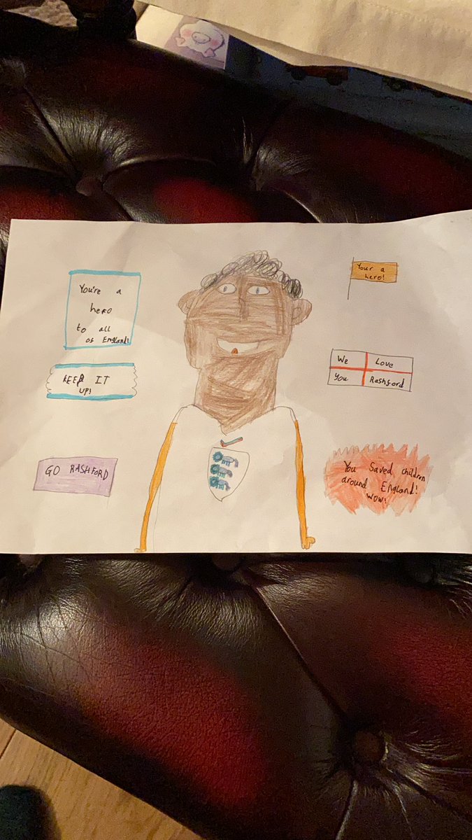 tuffers22's tweet photo. @MarcusRashford my daughter has a message for Marcus. She wanted you to know you’re her favourite! My little boy says Jack Grealish did better! I’ve told him to send his picture to him, not you!!👍🏼🏴󠁧󠁢󠁥󠁮󠁧󠁿😂 https://t.co/sCdqRa2v6z