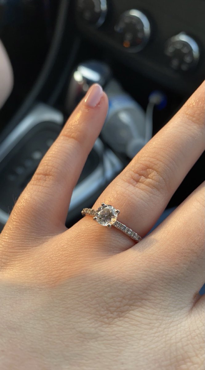 DestanyZee's tweet photo. Still so obsessed over my ring. My fiancé did such a great job picking it out. The engraving inside says “I love you forever”.
Also, we close on our new home August 6th. 
Our life is so great together🥺💖🥰 https://t.co/SqYmRyMp62