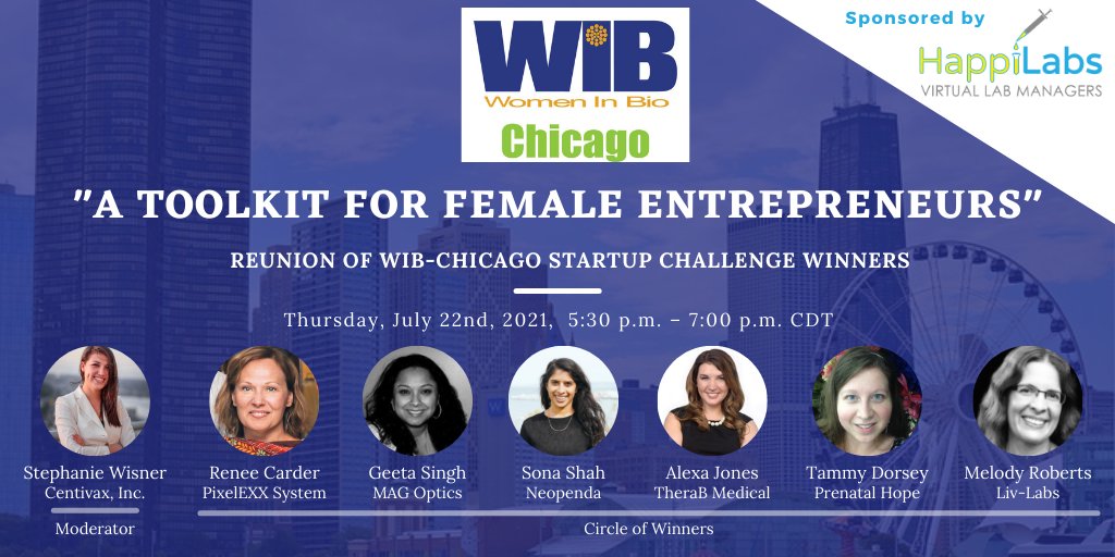 CHIWomenInBio's tweet image. Looking for a way to break into the startup ecosystem this summer? Register for our event "A Toolkit for Female Entrepreneurs" to hear from our startup challenge winners! It's free! womeninbio.org/event/Chicago7…
 Sponsored by 
@HappiLabs_org
#startup #Entrepreneur #biotech