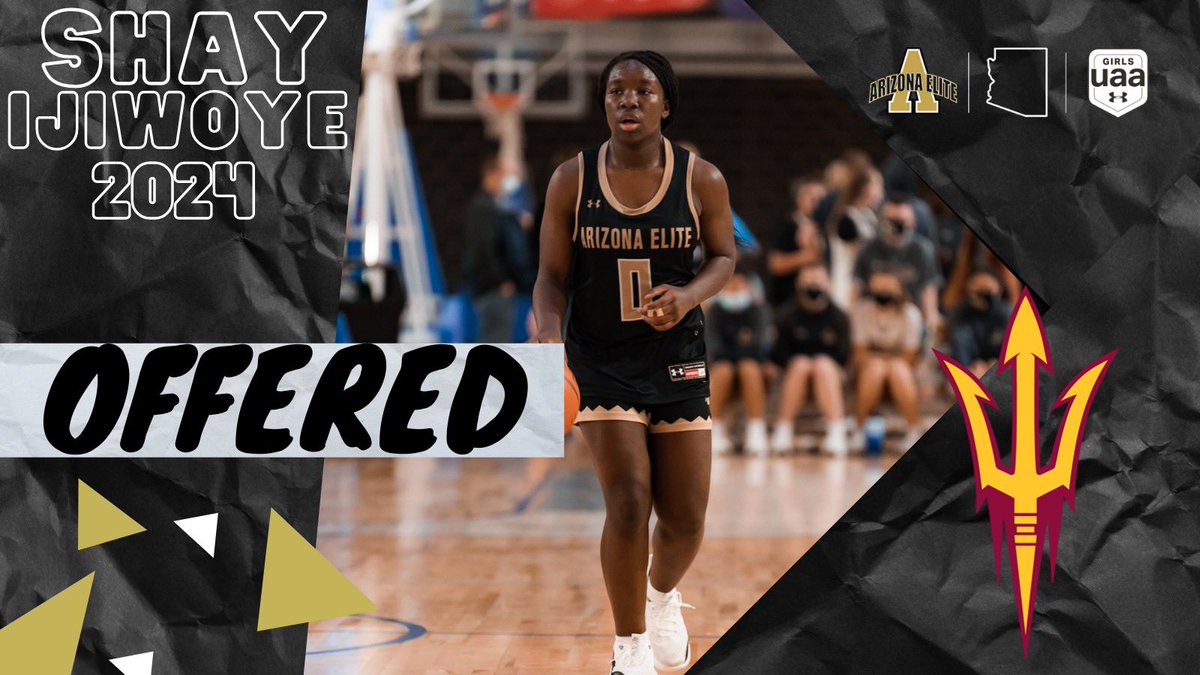 azelitebball's tweet photo. 🌟Congrats to Shay Ijiwoye (Elite Prep - 2024) on her offer from Arizona State University 🌟

@shayijiwoye | @PBRhoops 
@PGHArizona | @GirlsUAA 

#ArizonaElite X #GUAA https://t.co/VHgo8ugyWT