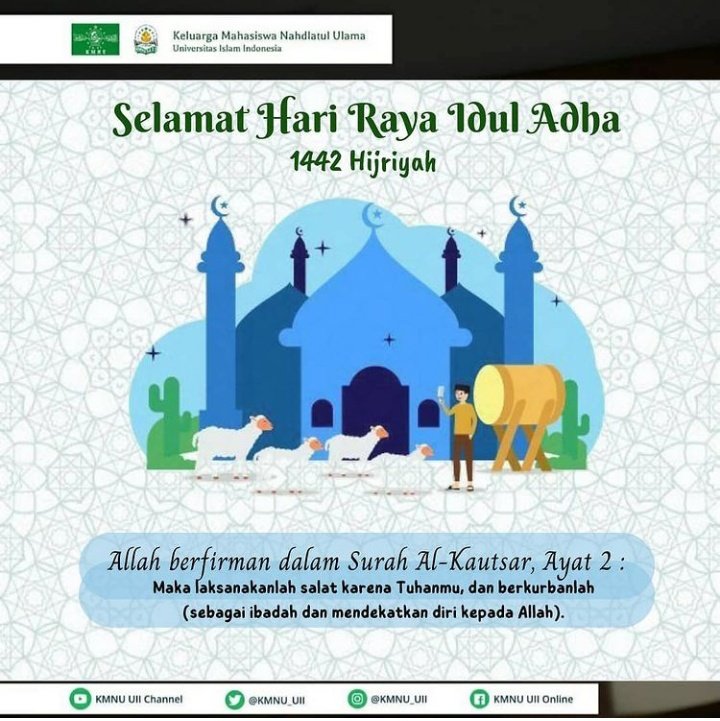 KMNU_UII's tweet photo. Selamat Hari Raya Idul Adha 1442 H #EidAlAdha https://t.co/Teca4JRMT3