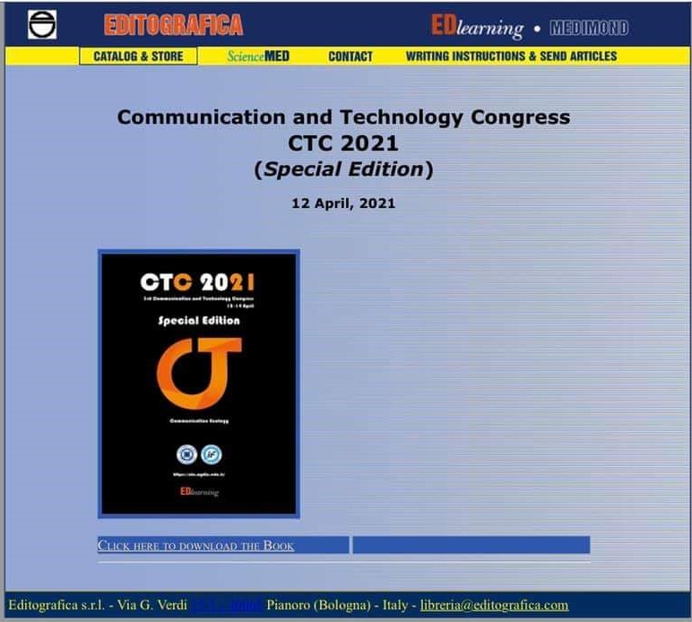 Yerel_Gercek's tweet image. #CTC2021 İletişim ve Teknoloji Kongresi&apos;nde sunduğumuz araştırma yazısı, Bildiri Kitapçığı&apos;nın 279. sayfasında yer alarak; İtalya’nın #EDlearning yayınevi tarafından yayımlanmıştır. bit.ly/3zaZfZW 
@iauyenimedya @YenginDeniz @TamerBayrak_  @fanatikcomtr @necatialbayrak5